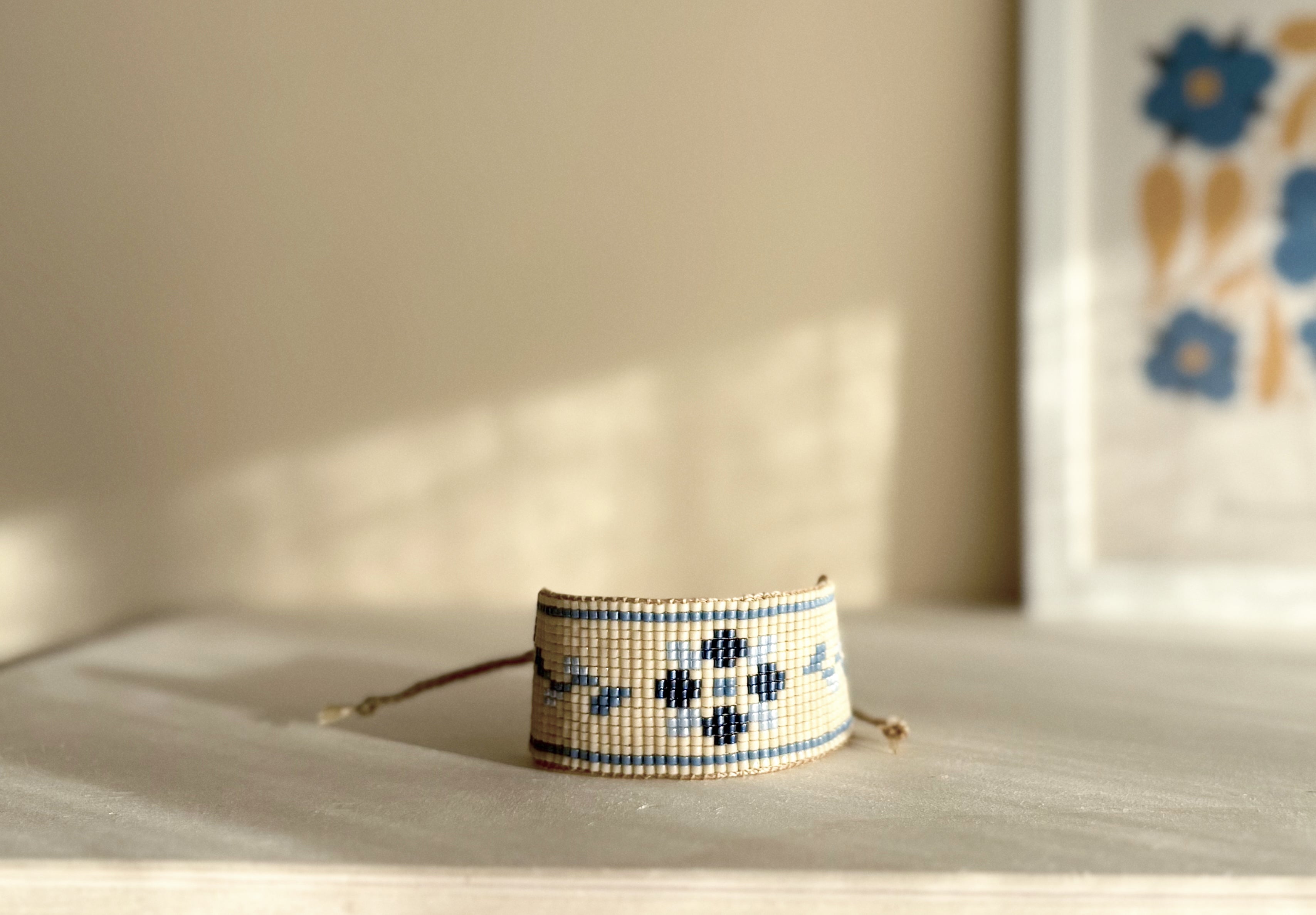 Blue Flower Statement Bracelet
